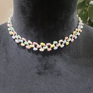 Women Fashion Charming Multicolor Linked Choker Necklace with Hook & Eye